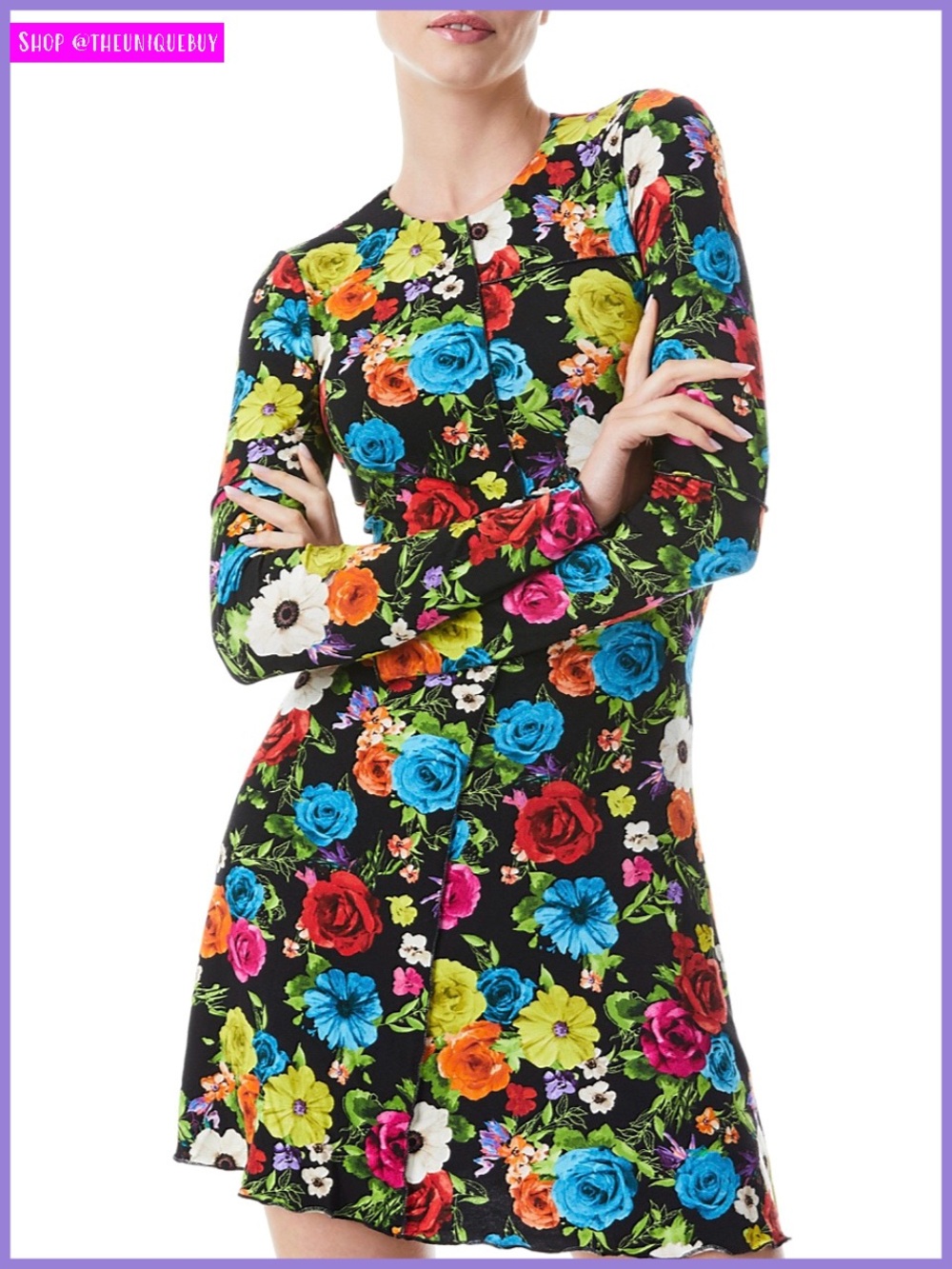 Alice + Olivia Delora Floral Multi Colored Mini Dress
